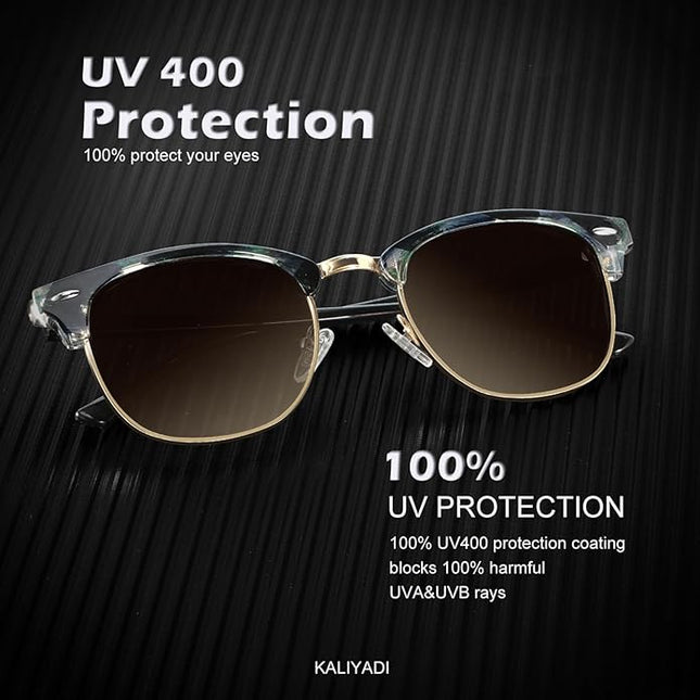 KALIYADI Polarized Sunglasses for Men and Women Semi-Rimless Frame Driving Sun glasses UV Blocking
