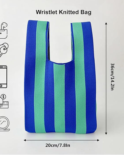 Women's Wrist Knot Tote Bag Small Crochet Wristlet Handbag Aesthetic Cute Knit Purse (Very Small Size)