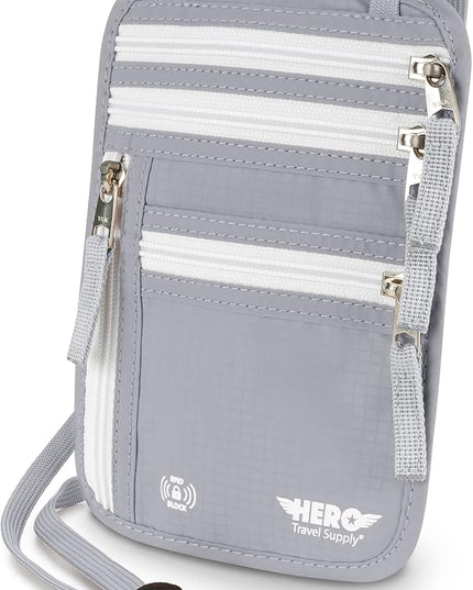 HERO Neck Wallet, RFID Blocking Passport Holder, Easy to Conceal and Pouch