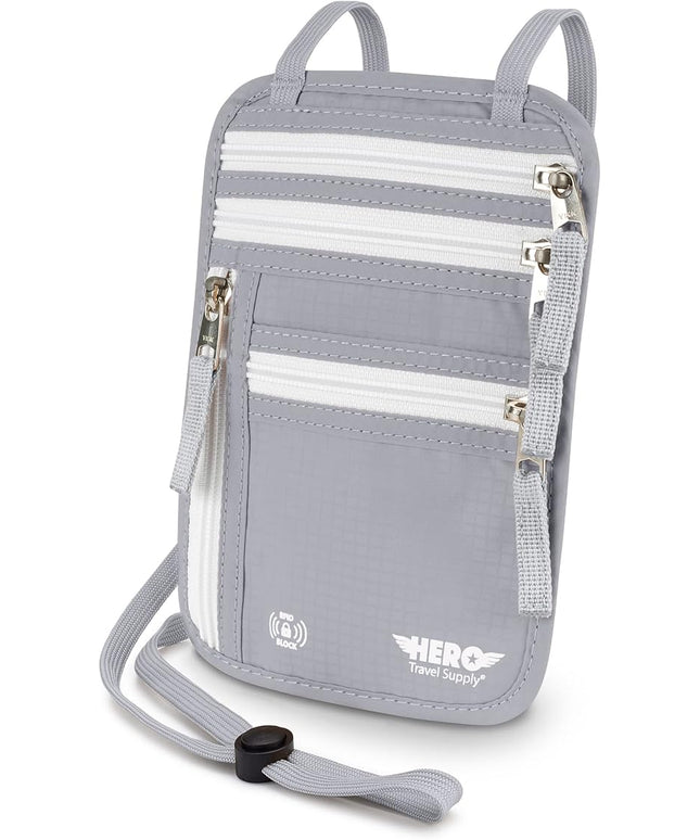 HERO Neck Wallet, RFID Blocking Passport Holder, Easy to Conceal and Pouch