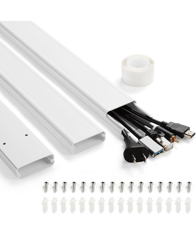 47in TV Cord Hider, YCLYC Cord Hider for Wall Mount TV, Large Cable Hider, Paintable Wire Covers for Cords, Cable Management Cord Organizer, Wire Hiders for TV on Wall 3*L15.7in W2in H0.7in, White