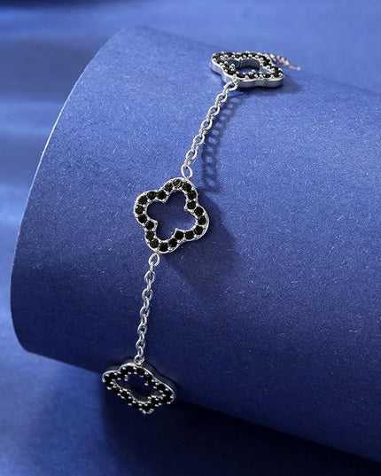 CLAIRETTE Premium PVD Gold-Plated Clover Lucky Bracelet for Women Flower Four Leaf Link Bracelets Trendy Jewelry Gifts for Women