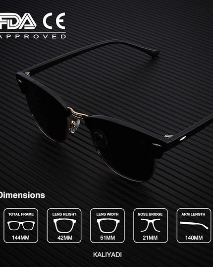 KALIYADI Sunglasses Men Polarized Sunglasses for Men Women Unisex Semi-Rimless Frame Retro Driving Sun Glasses UV Blocking