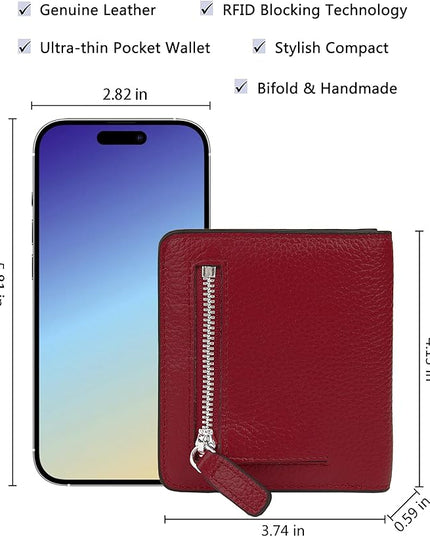 AINIMOER Small Leather Wallet for Women, Ladies Credit Card Holder RFID Blocking Women's Mini Bifold Pocket Purse
