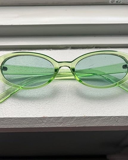 90s Sunglasses for Women Men Retro Small Oval Sunglasses