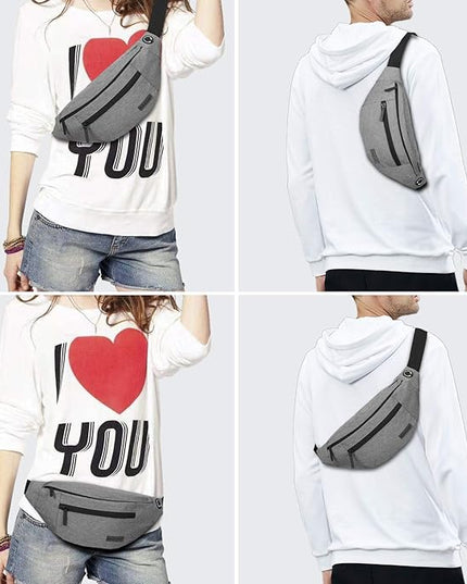 MAXTOP Large Crossbody Fanny Pack with 4-Zipper Pockets,Gifts for Enjoy Sports Festival Workout Traveling Running Casual Hands-Free Wallets Waist Pack Phone Bag Carrying All Phones