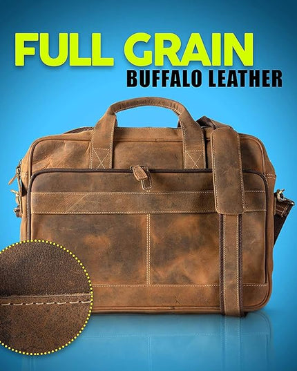 Leather briefcase 18 Inch Laptop Messenger Bags for Men and Women Best Office briefcase Satchel Bag