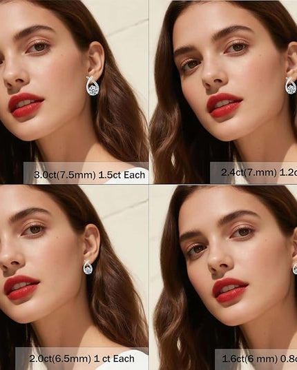 Moissanite Stud Earrings D Color VVS1 Moissanite Earrings 925 Sterling Silver 18K Gold Plated Friction Flat Bottom Mermaid Tail Earrings for Women