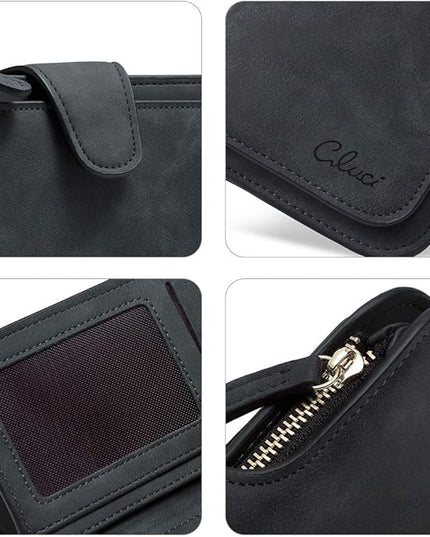 CLUCI Wallet For Women PU Leather RFID Blocking Womens Wallet Bifold Card Holder with ID Window Gifts for Women Birthday | RFID Blocking, Designer, Trifold, Card Holder, ID Window