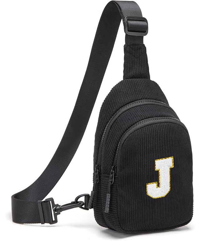 Viverte Small Corduroy Sling Bag Initial Crossbody Bag Fanny Pack for Girls Personalized Birthday Gifts for Teen Girls Gifts
