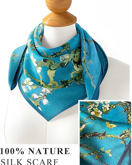 100% Mulberry Silk Scarf for Women Hair Lightweight Square Neckerchief Wrap For Head Scarves 21"