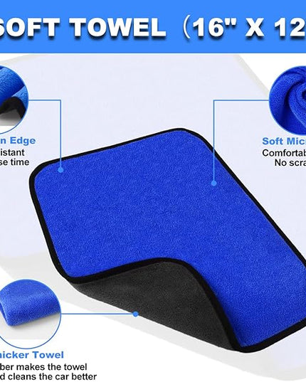 NIKCOSMK 62'' Car Wash Brush with Long Handle, Car Wash Kit with Tire Brush, Tower, Window Squeegee, Chenille Microfiber Car Wash Mop Mitt, Car Cleaning Brush Kit Supplies for Car, Truck, SUV, RV
