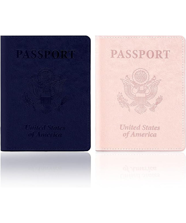 Passport Holder, Passport Holder for Travel, Travel Passport Holders Must Haves for Women Men, Passport Cover Passport Wallet Case Holders for Travels Cruise Ship Essentials, Dark Blue & Rose Gold