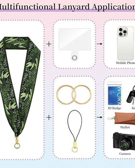 ZOOEASS Phone Lanyard Charm with Tether Tab Neck Lanyards for ID Badges Car Key Women Cute Scarf Keychain Strap Around Neck