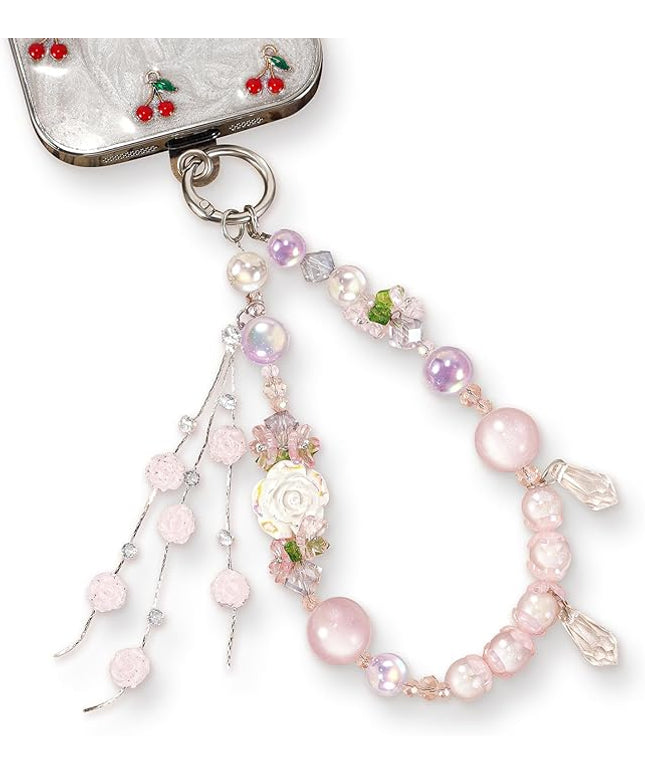 Phone Charm for Women, Anti-Theft Phone Wrist Strap Hands-Free & Beaded Chain,Tether Tab