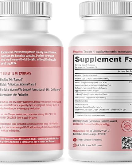 BB Company Radiancy | Vaginal Probiotics for Vaginal Dryness, pH Balance | Fights Itch, Odor | Anti-Aging | Hyaluronic Acid, Probiotics, Vitamin C, Multi Collagen | 2 Pack