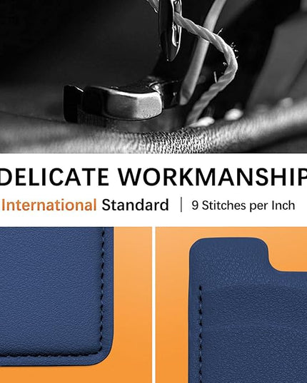 Puxnoin Leather Phone Wallet, Stretchy Card Holder for Back of Phone Case - 2Pack Navy Blue