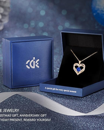 CDE Forever Love Heart Necklaces for Women, Wedding Anniversary, Birthday Mothers Day Christmas Day Gifts for Mom, Mother, Wife, friend, S925 Silver Jewelry with Birthstone Pendant
