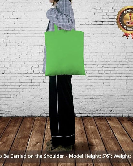 TOPDesign 24-Pack Economical 16"x15" Lime Green Cotton Tote Bag, Lightweight Medium Reusable Grocery Shopping Cloth Bags, Suitable for DIY, Advertising, Promotion, Gift, Activity