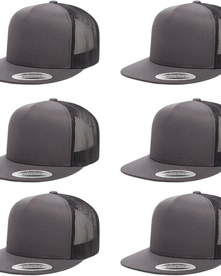 Yupoong 5-Panel YP Classic Trucker Cap | High Profile Flat Visor Snapback | OSFM | Bulk Packs Available