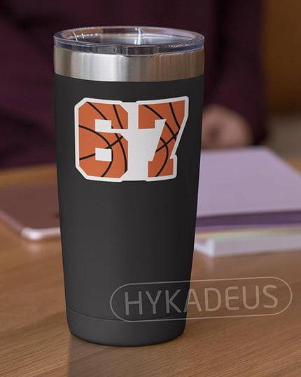 (3 Pcs) Basketball 67 Six Seven Funny Gen Alpha Meme Stickers – 67 Gifts for Coaches, Players, Waterproof Vinyl Decals for Water Bottle, Tumbler, Laptop, Phone Case, 3" x 2.1"