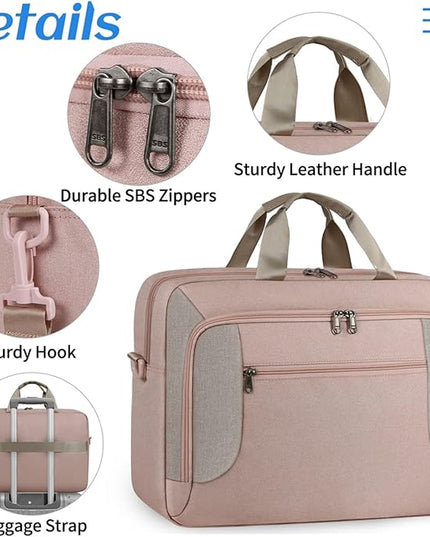 Laptop Bag 17.3 Inch Laptop Briefcase Large Waterproof Laptop Case for Men Women Business Office Work Computer Bag 17 Inch Adjustable Shoulder Messenger Bag, Pink