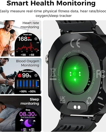 Smart Watch, 2026 AMOLED 1.43" Fitness Smartwatch for Men Women, Bluetooth 5.4 Call, 130+Sports Modes, 60+Days Flashlight, Heart Rate/Sleep Monitor, IP68 Waterproof Activity Tracker for Android iOS