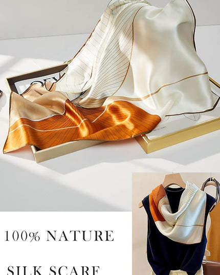 100% Mulberry Silk Scarf for Women Hair Lightweight Square Neckerchief Wrap For Head Scarves 21"