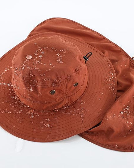 Home Prefer UPF50 Mens Sun Hat with Neck Flap Quick Dry UV Protection Cap Womens Wide Brim Fishing Hat Neck Flap Beach Garden