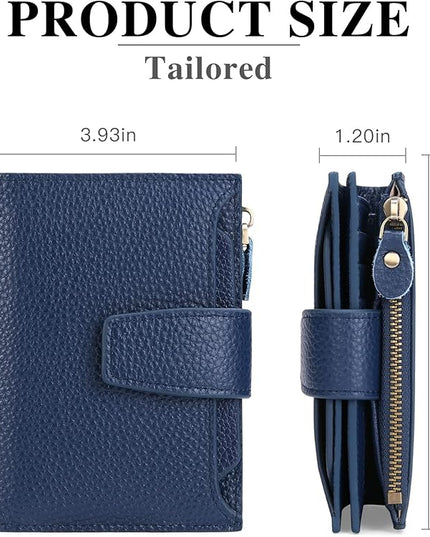 Falan Mule Women's Royal Blue Leather Wallet with RFID Blocking, Card Holders, and Coin Pouch