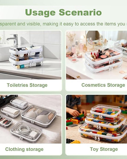 5 Pack Clear Hard Shell Zipper Pouches, TSA Friendly Transparent Design for Toiletries & Electronics, Crush-Resistant Storage for Carry-On Travel (White)