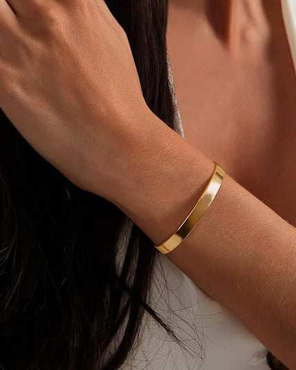 18K Gold Plated Bracelets for Women Dainty Gold Bangle Cuff Bracelets Non Tarnish Love Friendship Jewelry Gifts
