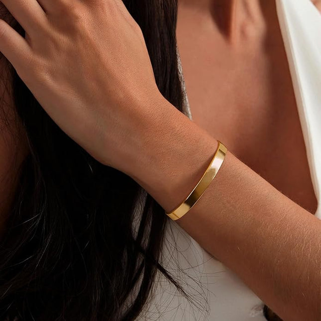 18K Gold Plated Bracelets for Women Dainty Gold Bangle Cuff Bracelets Non Tarnish Love Friendship Jewelry Gifts
