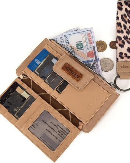 Montana West X Wrangler Wallet for Women Ladies Female Card Cases & Money Organizers Wristlet with Wallet Large Clutch with Coin Purse Smooth Zipper and Rfid Lining