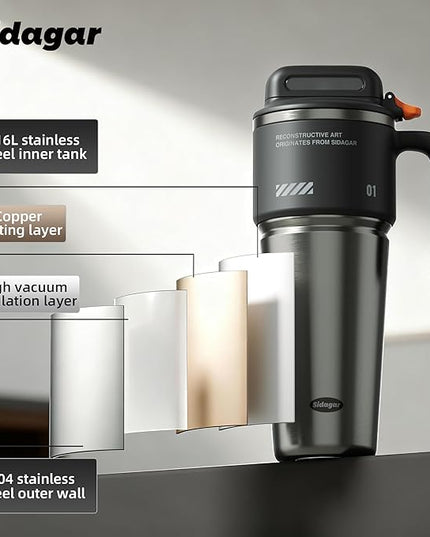 32 oz Tumbler with Handle and Straw, Vacuum Insulated Stainless Steel Travel Mug with Push-button Lid, Double Wall Coffee Cup, Fits in Cup Holder - Obsidian Black