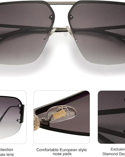 SOJOS Trendy Aviator Sunglasses Mens Womens Retro Metal Rimless Frame Shades Lentes De Sol Para Mujer SJ1192