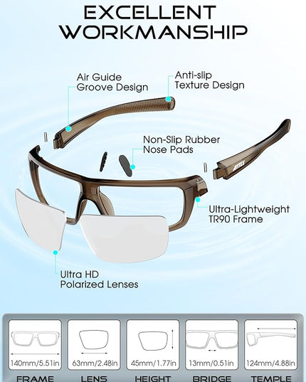 ATTCL Polarized Sunglasses Men for Fishing: UV Protection Lightweight TR90 Sports Wrap Sun Glasses Driving Golf Running
