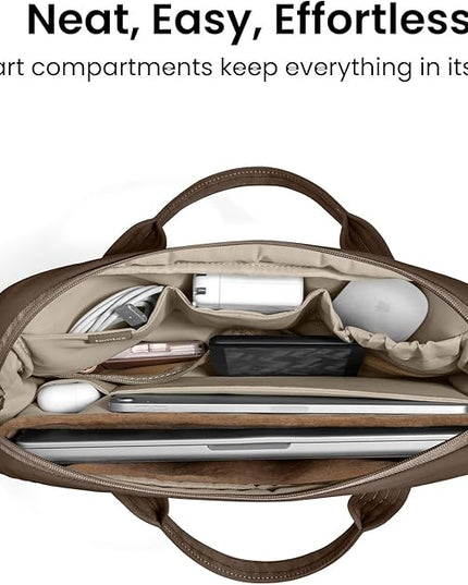 tomtoc 13-14 Inch Protective Puffy Laptop Carrying Bag for Women, Lightweight Laptop Briefcase Fits 14-inch MacBook Pro M5 2025 & Other 13"/14" Computers, Work Bag Case Handbag with Organized Storage