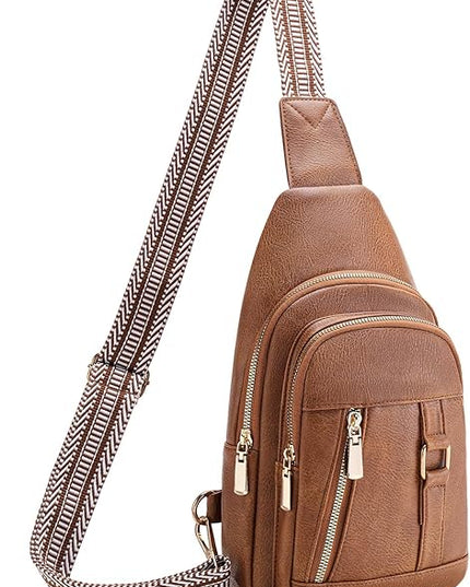 FALAN MULE Crossbody Bags for Women Trendy Leather Sling Chest Bag Fanny Packs for Women