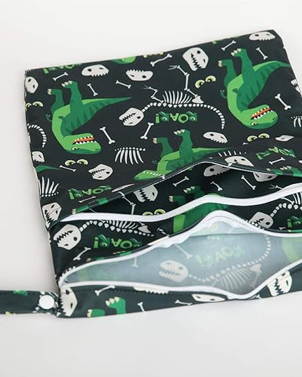 Wet Dry Bag Baby Cloth Diaper Nappy Reusable Washable With Two Zippered Pockets (Lemons)