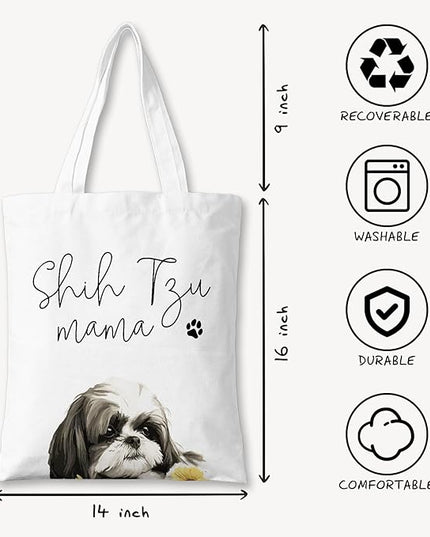 Dog Mama Canvas Tote Bag for Women, Dogs Lover Gift for Dog Mom, Birthday Christmas Cute Rottweiler Gifts For Women.