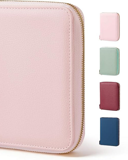 CoBak Passport Holder Cover with Safe Zipper Closure, Premium Passport Wallet for Travel, RFID Blocking Card Case, Waterproof Travel Accessories for Women, Pebbled Pink