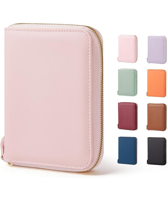 CoBak Passport Holder Cover with Safe Zipper Closure, Premium Passport Wallet for Travel, RFID Blocking Card Case, Waterproof Travel Accessories for Women, Pebbled Pink