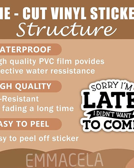 (3PCS) Sorry I'm Late I Didn't Want to Come Sticker, Funny Introvert Stickers - Waterproof Vinyl Decal for Laptop, Tumbler, Water Bottle, Scrapbook 3" x 2.7 "