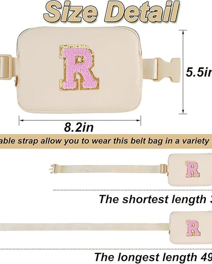 Uygafly Belt Bag Fanny Pack Crossbody Bags with Initials Letter Patch Cute Stuff Birthday Gifts for Teenager Girls Trendy Stuff for Teens | Khaki,R