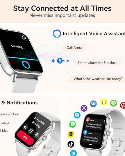 Gydom Smart Watches for Women Men [Alexa Built-in, 1.8"] Smartwatch with Heart Rate/SpO2/Sleep/Stress, 101+ Sports Modes, IP68 Waterproof, Pedometer Fitness Tracker for iOS Android Phones, White