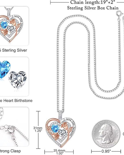 Iefil Christmas Gifts for Women - Sterling Silver Birthstone Necklace Anniversary Birthday Gifts for Her Wife Mom Daughter