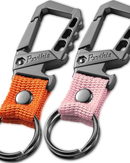 Metal heavy duty key chain carabiner clip bottle opener wrist lanyard ring car key fob unisex for men and women