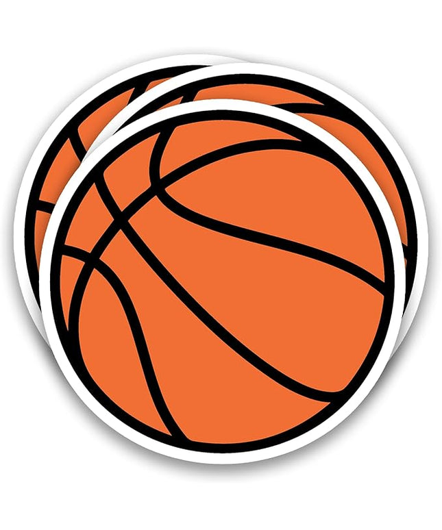 (3Pcs) Basketball Stickers Waterproof Vinyl Basketball Ball Decals for Water Bottle, Tumbler, Laptop, Phone Case, Poster Board, Scrapbooking, Team Players, Coach, 3" x 3"