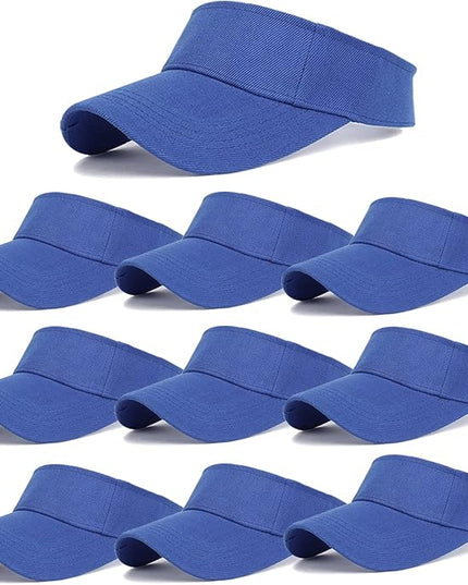 10 Pack Men Women Sun Visor Adjustable UV Protection Blank Sun Visor Hats Caps for Beach Pool Golf Tennis Sports